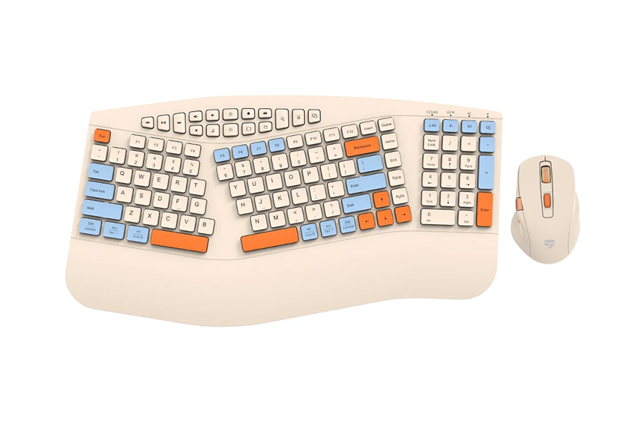 Keyboard Layout Wireless Ergonomic Keyboard mouse combo 2-in-1 Receiver for Windows with Wrist Rest for Windows/Mac
